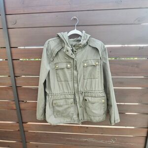 Michael Kors Olive Green Utility Jacket with Hood - Size‎ M